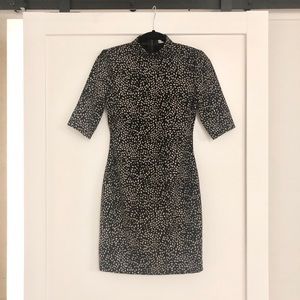 Inka Strong Shoulder Mock Neck Dress